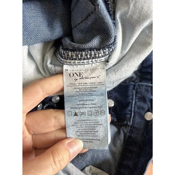 One Teaspoon Outlaws Shorts Sz 27 Cutoff 100% Cotton Denim Dark Wash Distressed - Picture 5 of 6